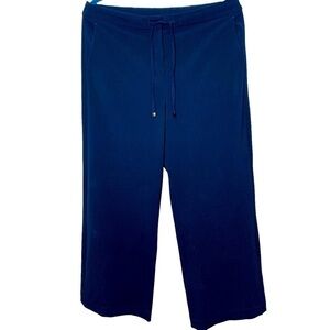 Max Mara Trousers Wide Leg Straight Sz 30 Navy Blue High Rise Career Pants